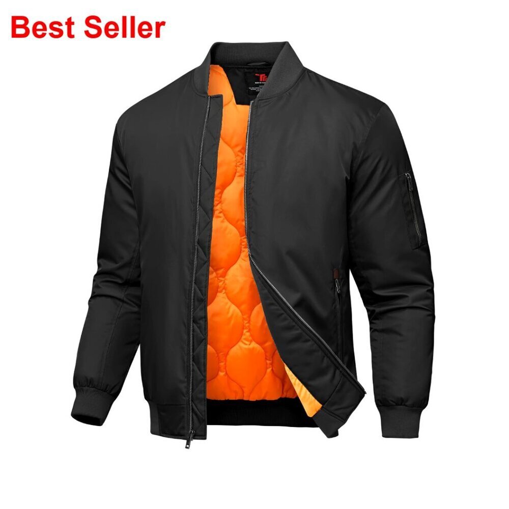 Men's Bomber Jacket Onion Quilted Padded Windbreaker Waterproof Satin Flight